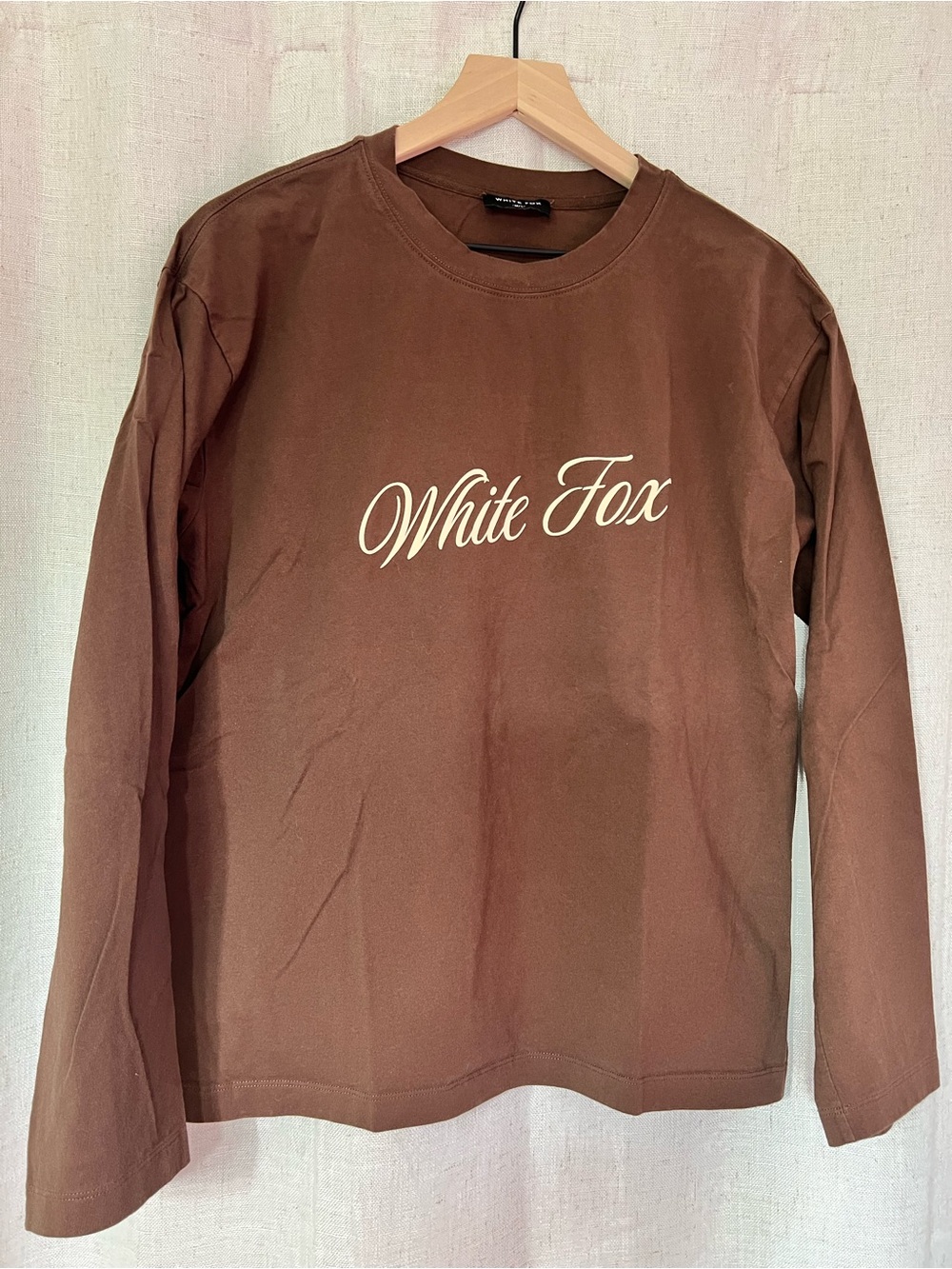 White Fox Boutique Brown Long Sleeve Script Logo Tee